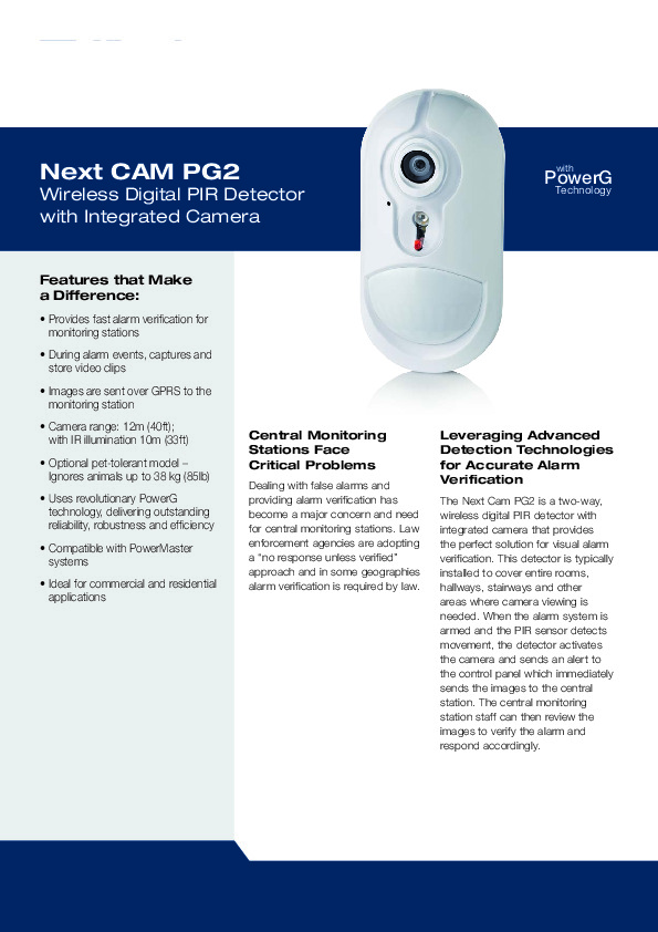 POWERG Wireless PIR Detector with Camera from Alltrade