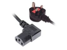 2m UK Mains 10A Plug to 90° C13 (Kettle)