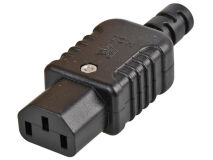 Rewireable C13 Straight Mains Socket BLACK