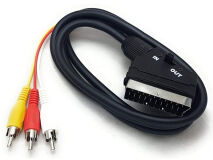 1.2m Scart - 3 Phono RCA Lead Switched