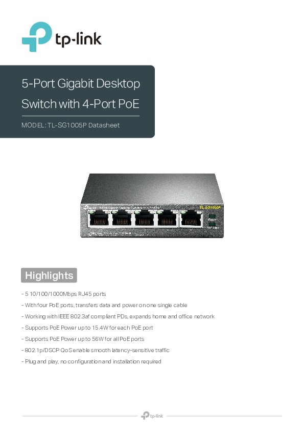 TP Link 5-port Gigabit Desktop Switch with 4-port PoE